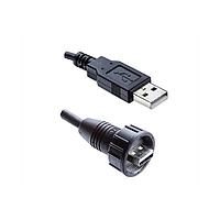 Amphenol LTW UA20FL-NAML-SA002 Type A to Type A USB, Type A 2.0, Plastic, 1.5A, Female Connector, Straight-to-Straight, Screw Thread, Overmolded Double Ended, Length 2000mm, IP67