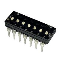 CTS Electronic Components 210-7MSF DIP Switches THROUGH HOLE, GOLD FLASH DIP SWITCH, 7-POLE, MEDIUM ACTUATOR, BOTTOM SEAL, OFF, TUBE PACK