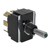 Carling Technologies LT-1511-630-012 Toggle Switches 1-pole, ON - None - OFF, 10A/15A/15A 250VAC/125VAC/12-28VDC 3/4 HP a. 125-250VAC, Illuminated Satin Chrome Snapkap Style Toggle Switch with .250 Tab (Q.C.)