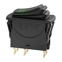 E-T-A Circuit Breakers 3120-N324-P7T1-W19DG3-15A Circuit Breakers The 3120-N...4 IP65 rated thermal circuit breaker/switch combination unites overcurrent protection and the function of an ON/OFF switch within a single component. The trip element is a thermal bimetal. Type 3120-N...4 is ideally suite