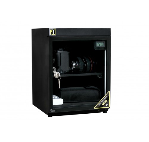 Dry cabinet used for controlled low-humidity storage in a laboratory or technical environment