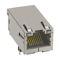 Bel Fuse 0826-1X1T-JKB-F Magnetic Jack MagJackRJ45,1X1,5G,4PPOE 600mA,TAB UP,GO/Y,WAVE SOLDER