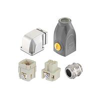 HARTING 10220030002 Heavy Duty Power Connectors Han-Yellock 10 Kit 3+GND - angled housing, top entry hood, M20 cable gland for 6-12mm (10amps per pin, screw terminal)