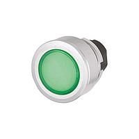 EAO 46-2231.4FH0.000 Round Actuator, oe 30.5 mm, oe 35 mm, flush, illuminative, Green, Plastic, transparent, round, Silver, Aluminium, Momentary, IP65, IK04
