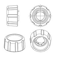 Grayhill 607703 Cylindrical Knob, Outer Knob Outer Blk 60C 7 in stripped Cable