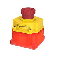 Banner Engineering SSA-EB1PLXR-0DED1Q8 Latching Turn Release Emergency Stop with ISD: Flush Mount 40 mm Push Button; Illuminated Color: Off/Red Flashing; 2 N.C. OSSD Safety Contacts, IP65; 8-pin M12 QD