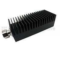 Fairview SA3D100-06  6 dB Fixed Attenuator 7/16 Male To 7/16 Female Up To 3 GHz Rated To 100 Watts With Black Aluminum Heatsink Body