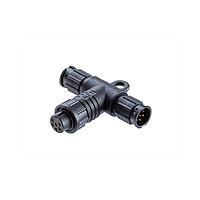 Amphenol LTW BA-070707-FMM-TL001 Circular Metric Connectors Ceres, T Adaptor, Plastic, 5A, 07 pins, 2 Points Lock, (End 1) Female Female, (End 2) Male Male, (End 3) Male Male, IP66