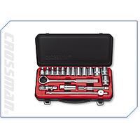 Crossman 99-096 18 Pcs. 1/2 inch Drive Metric Socket Set ( 13 drive sockets 6 point 8-27 mm, 3 drives, 1 Universal joint, 1 Spark Plug Socket)