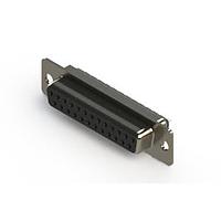 EDAC 628-025-322-541 Standard Card Edge Connectors 628 Series vertical D-Sub plug connector with 25 socket type contacts that have 15 " gold plating. The contacts have solder cup tails and the insulator is high temp' rated.The body is low profile metal and the flange is mounted with .120" ( 3.05mm) t