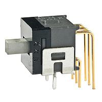 NKK Switches AS24CH Subminiature Slides SP3T ON-ON-ON .150" R/A W/BRACKET RoHS