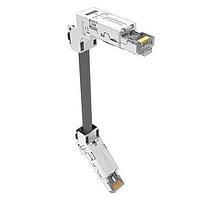 Amphenol Commercial Products DRPC215001340 Cat 6a Cable, Cat6A, Industrial RJ45, 45 deg  bottom exit to 45 deg  top exit, 26AWG, 0.5m, 50u gold