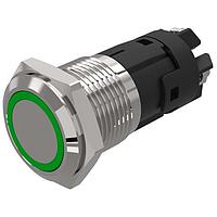 EAO 82-4152.2134 Anti-Vandal 82-4152.2134.Illuminated pushbutton.maintained.16 mm.stainless steel.flush/flat.ring.green.24 V.screw terminal