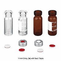 SciLab SL.Vi1089 Vial, 2ml, Amber, w/ Al-Seal & Red PTFE / White Silicone Septa, w/ White Patch