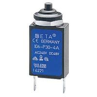 E-T-A Circuit Breakers 106-M2-P10-0.7A Miniature Miniaturised single pole thermal circuit breaker with push-to-reset tease free, trip-free, snap action mechanism (R-type TO CBE to EN 60934), threadneck mounting.  Approved to CBE standard EN 60934 (IEC 60934). For higher current rati