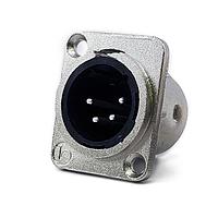 Io Audio Technologies IO-XLR4-M-JL Connectors 4-Pin XLR Chassis Connector, Male, Nickel Housing/Silver Contact, Solder Cup