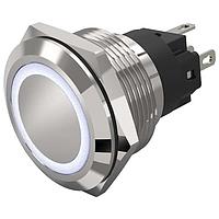 EAO 82-6651.1154 Anti-Vandal Illuminated pushbutton.momentary.22mm.stainless steel SUS 316L.flush/flat.ring illumination Tritan.white 24VDC.Ag.plug in