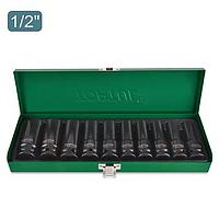 TOPTUL GDAD1002 10PCS 1/2 inch DR. 6PT Flank Deep Impact Socket Set